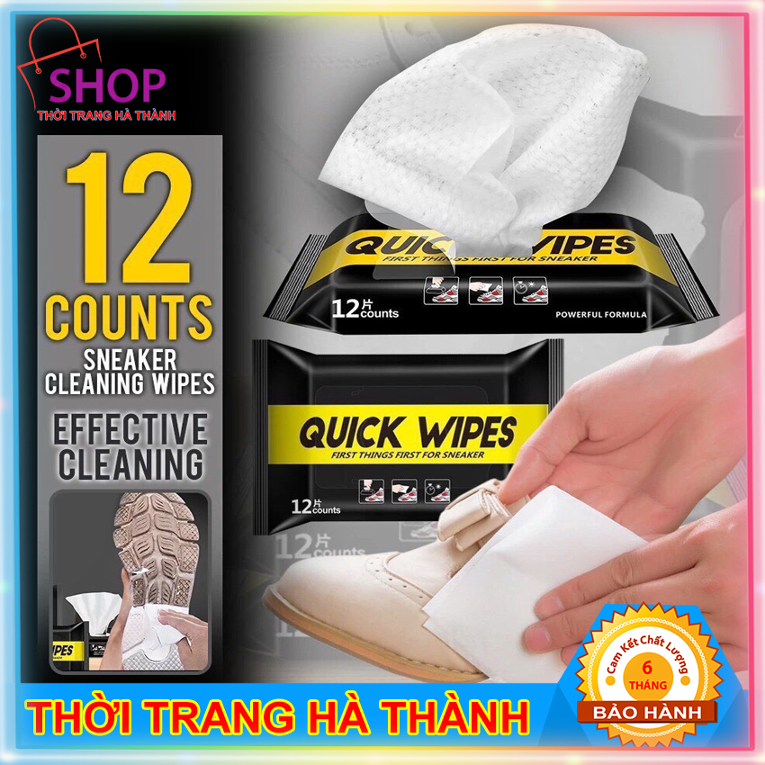 Gói 30 Khăn Giấy Lau Giày QUICK WIPES Đa Năng Tiện Dụng,Khăn lau giày đa năng làm sạch vết bẩn,vết dơ trên giày và quần áo..Shop THỜI TRANG HÀ THÀNH KL02