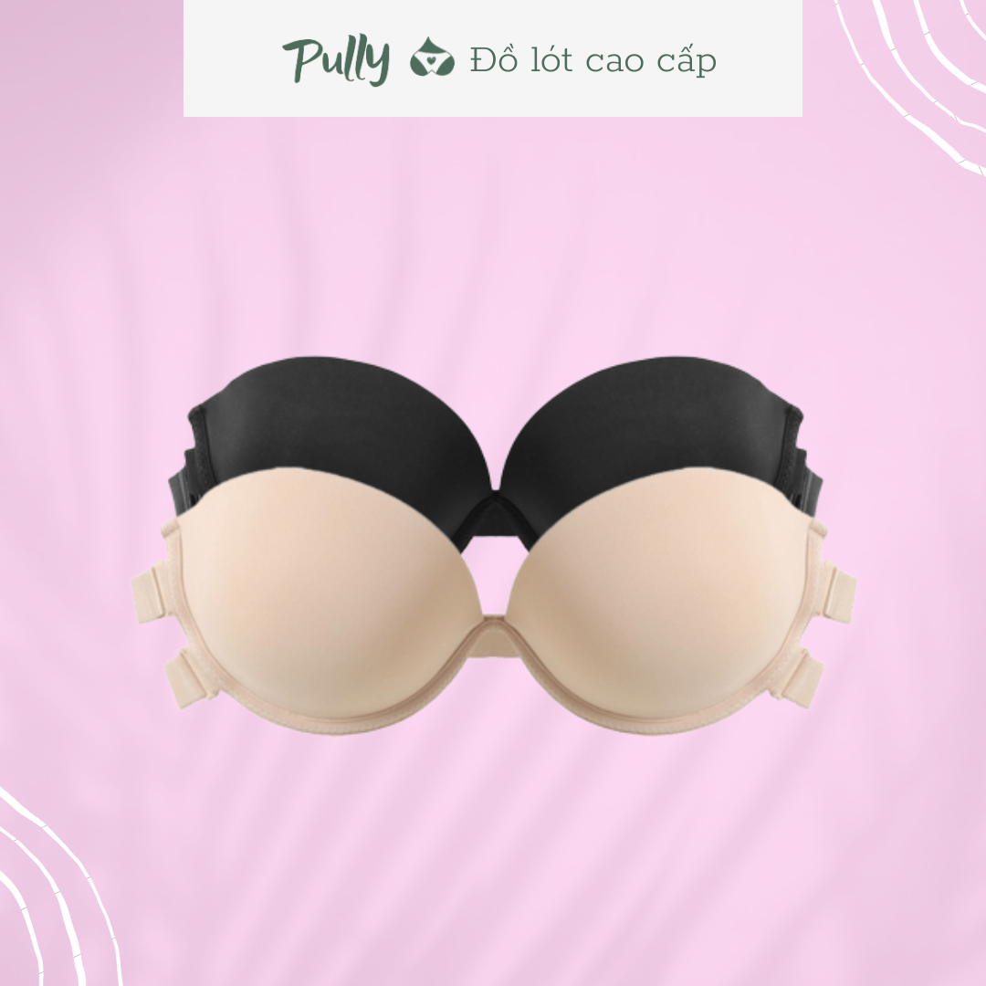 Áo lót nữ, áo ngực nữ không dây có gọng quây ngang chống tụt dây lưng trong suốt cao cấp s/m/l - pully shop - aqn06