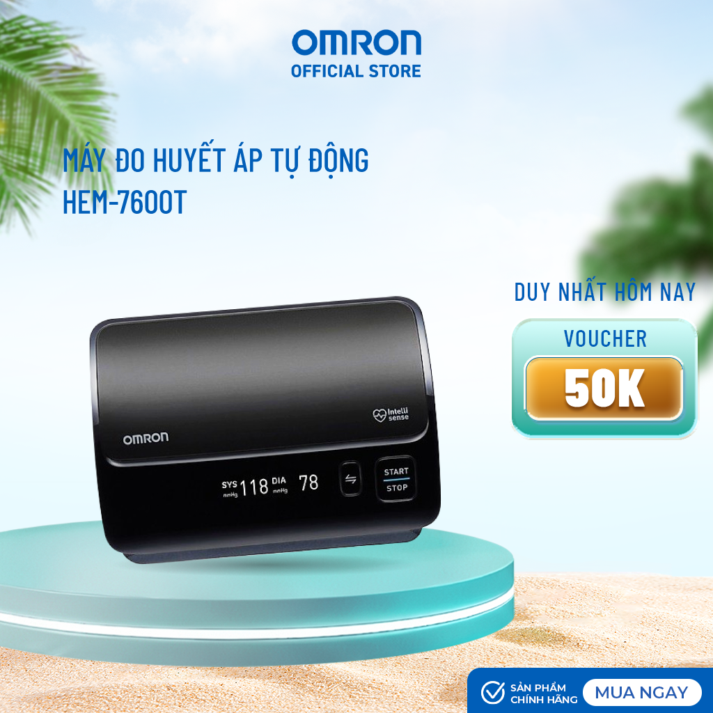 Máy đo huyết áp bắp tay cao cấp omron hem-7600t - kết nối điện thoại - intellisense - sản xuất nhật bản