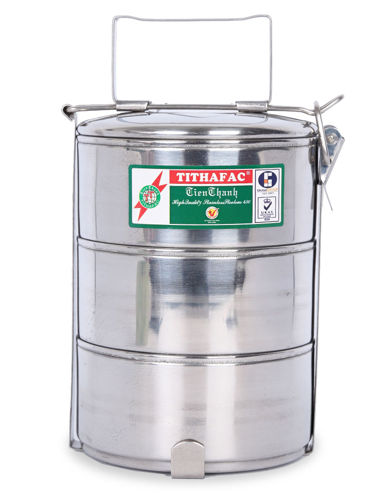 Cặp lồng giữ nhiệt inox 3 ngăn Đường kính 14 cm - Cà mèn Inox 3 tầng an toàn giữ nóng đồ ăn