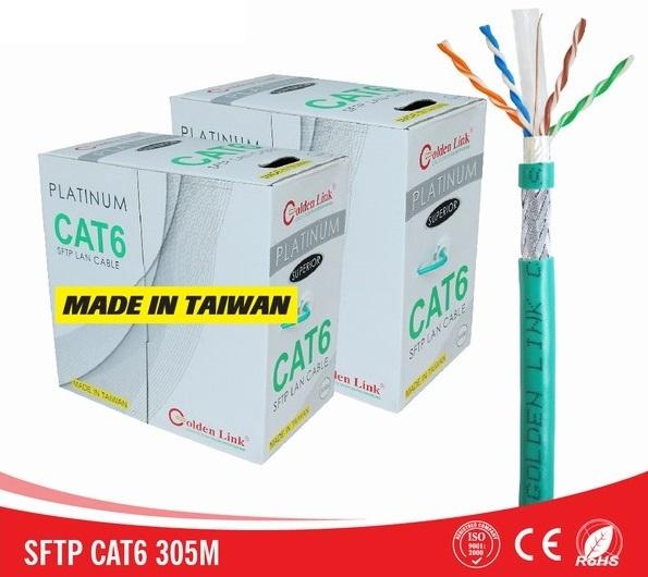 Dây cáp mạng golden link platinum sftp cat 6 xanh lá 100m