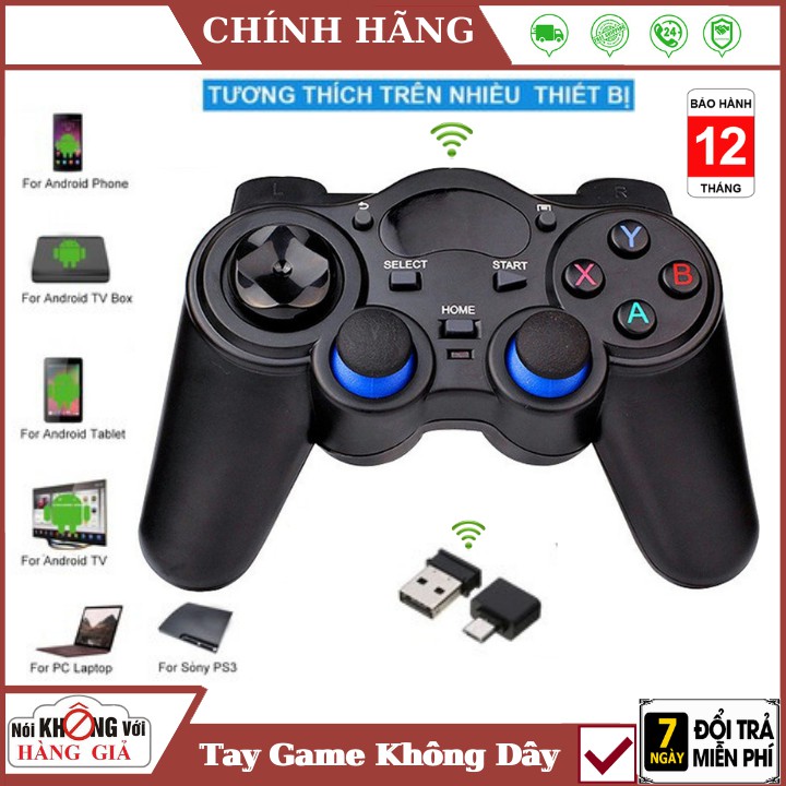 Tay cầm chơi game không dây  2.4G thích hợp mọi loại máy PC / Laptop / Điện Thoại / TV Android / TV Box, Bảo hành 12 tháng