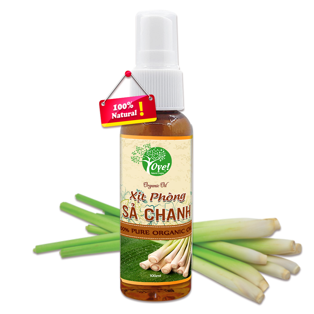 Xịt phòng đuổi muỗi sát khuẩn đuổi côn trùng - thơm phòng thư giãn - tinh dầu sả chanh 100ml - oye
