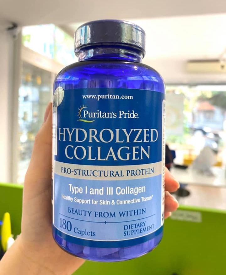 Collagen thủy phân trắng da, mờ nám Hydrolyzed 1000mg Puritan's Pride 180 viên