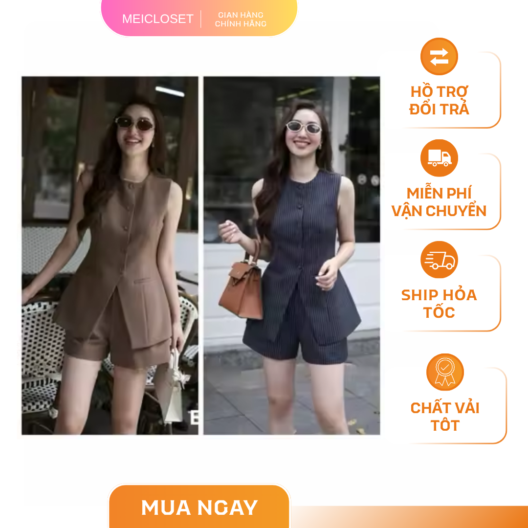 Set áo kiểu và quần short nữ thiết kế phong cách Hàn chất cotton Thái mặc cực xinh năng động