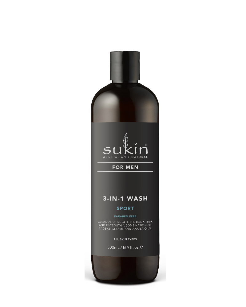 [HSD T 11 2024] Sữa Tắm Kiêm Dầu Gội Và Sữa Rửa Mặt Cho Nam Hương Thể Thao  Sukin For Men 3 in 1 Sport Wash 500ml
