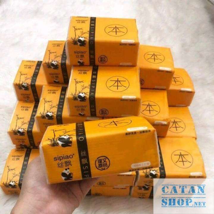 [HCM]Thùng 30 gói gói 300 tờ hàng chuẩn Khăn giấy rút giấy ăn gấu trúc SIPIAO làm từ sợi tre siêu mềm siêu dai