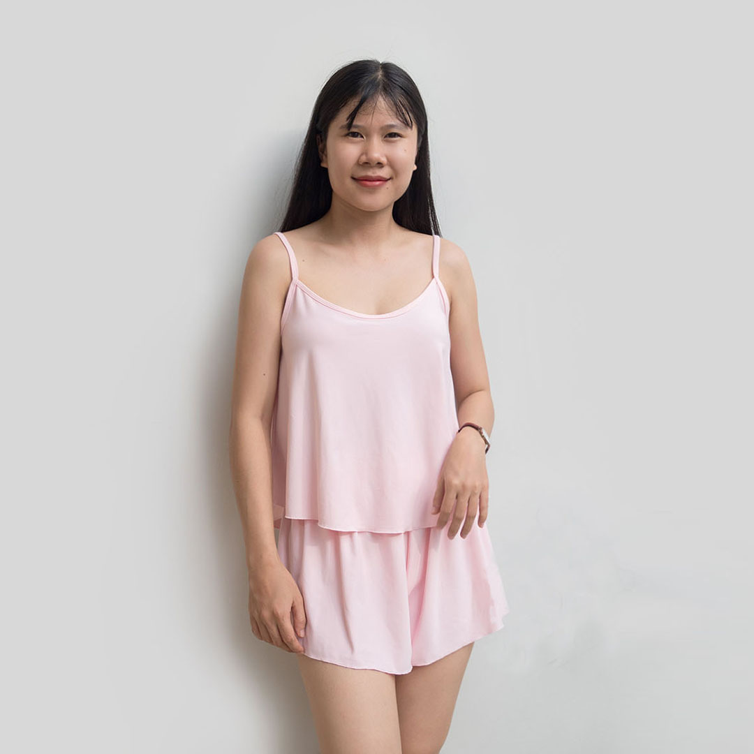 Đồ bộ đùi nữ mặc nhà 2 dây thun cotton dễ thương