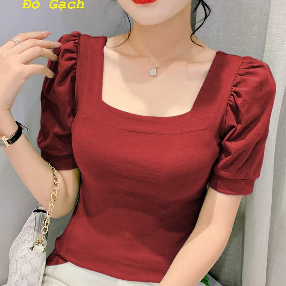 Áo sơ mi trung niên nữ ht official,áo nữ kiểu cổ vuông tay lỡ bồng trẻ trung sang trọng