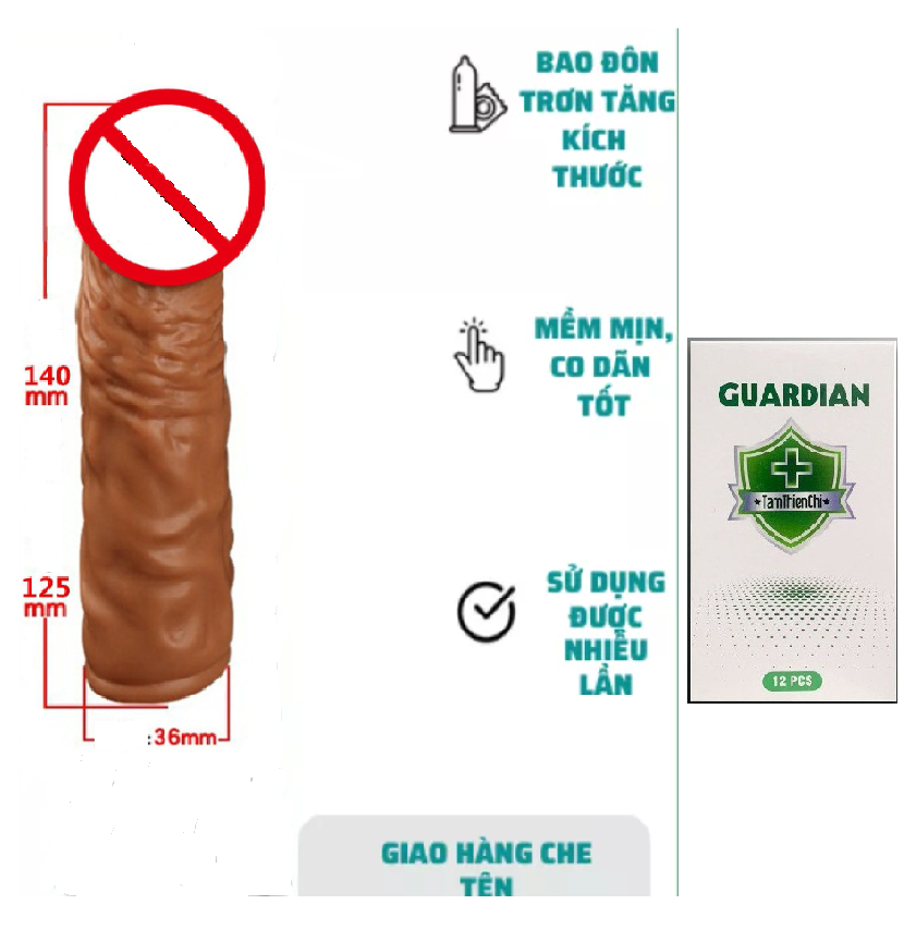 Bao cao su Tâm Thiện Chí Guardian,đôn màu da tăng kích thước