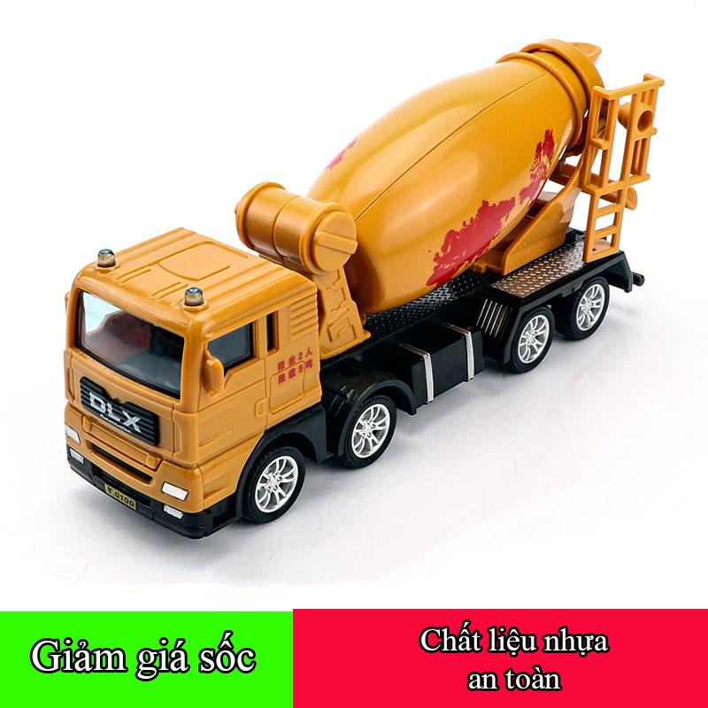 Ô tô đồ chơi xe trộn bê tông, xe ô tô xây dựng cho bé chất liệu nhựa ABS an toàn, TẶNG 1 xe ô tô mi ni xinh xắn, chi tiết sắc sảo
