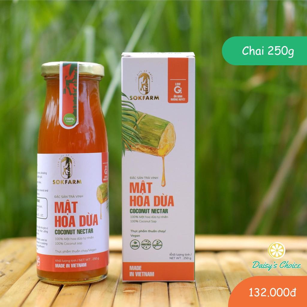 Mật hoa dừa Sokfarm Trà Vinh - Sản phẩm thuần chay, có chỉ số đường huyết thấp, tăng sức đề kháng (Chai 250Ml)