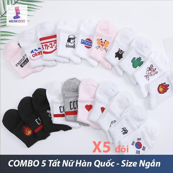 [HCM]Combo 5 Đôi Vớ Tất Nữ Hàn Quốc HachaSocks - Size Ngắn Chat Để Chọn Mẫu (Kho HCM)