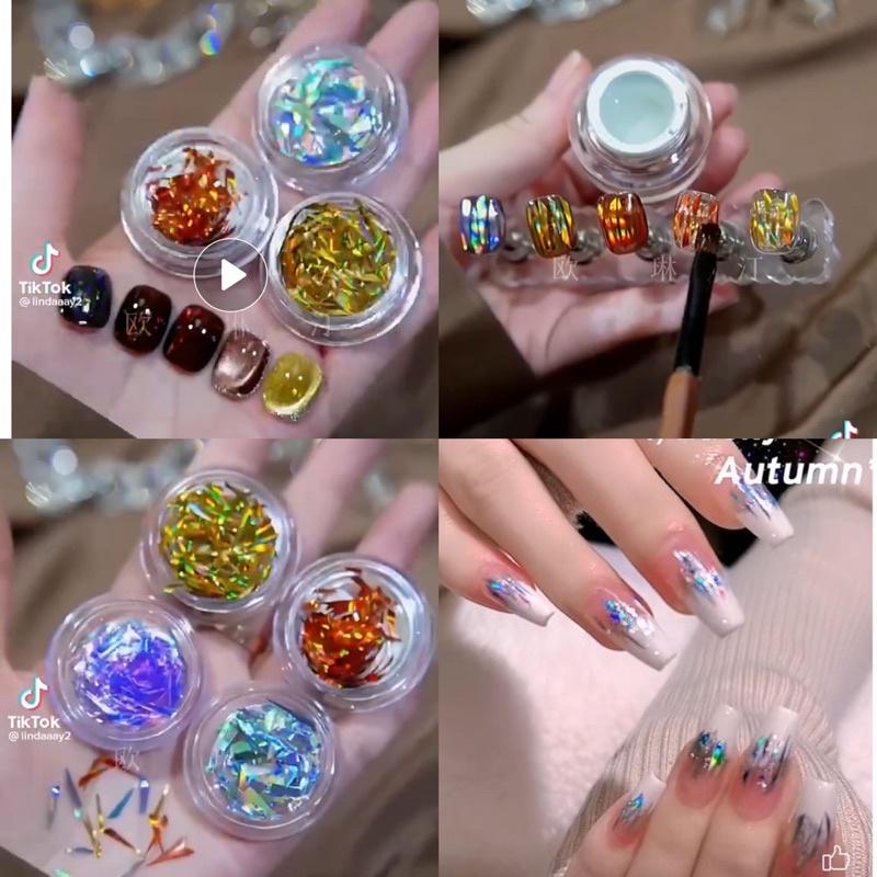 Set 3 hũ giấy thuỷ tinh sợi trang trí móng siêu HOT mẫu mới