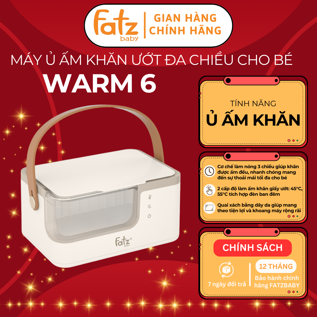Máy ủ ấm khăn ướt đa chiều cho bé FATZBABY Warm 6 FB7311SL, làm nóng 3 chiều đều ở 2 chế độ nhiệt