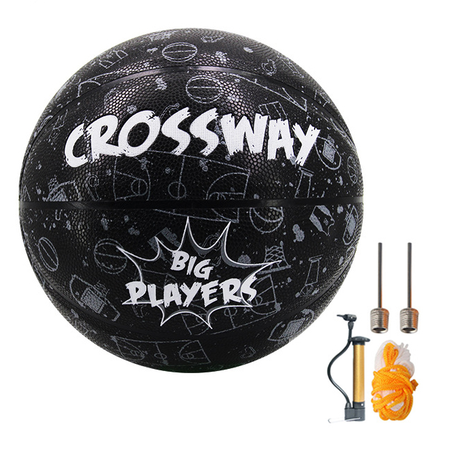 Banh bóng rổ Crossway BigPlayer - Bóng rổ size 7 - Quả bóng rổ da outdoor - Tặng balo rút + kim bơm và túi lưới
