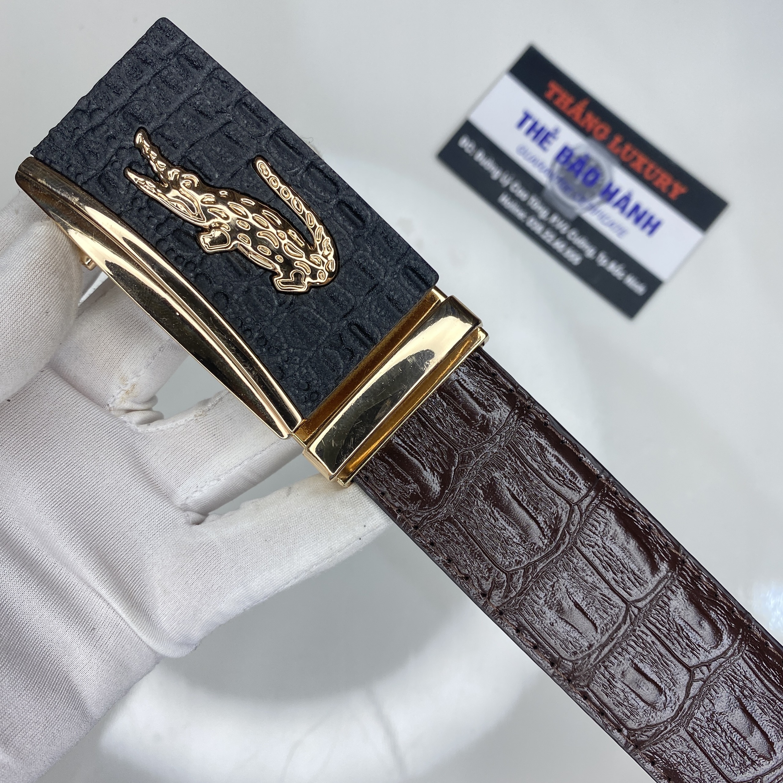 [ Dây nịt cá sấu + Vân gù] Thắt lưng cá sấu nguyên miếng, mặt khoá bằng đồng đúc đặc, không nối, có vân gù cá sấu