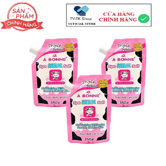 Bộ 3 Bịch Muối Tắm Sữa Bò Tẩy Tế Bào Chết A Bonne Spa Milk Salt Thái Lan 350g - Mẫu mới