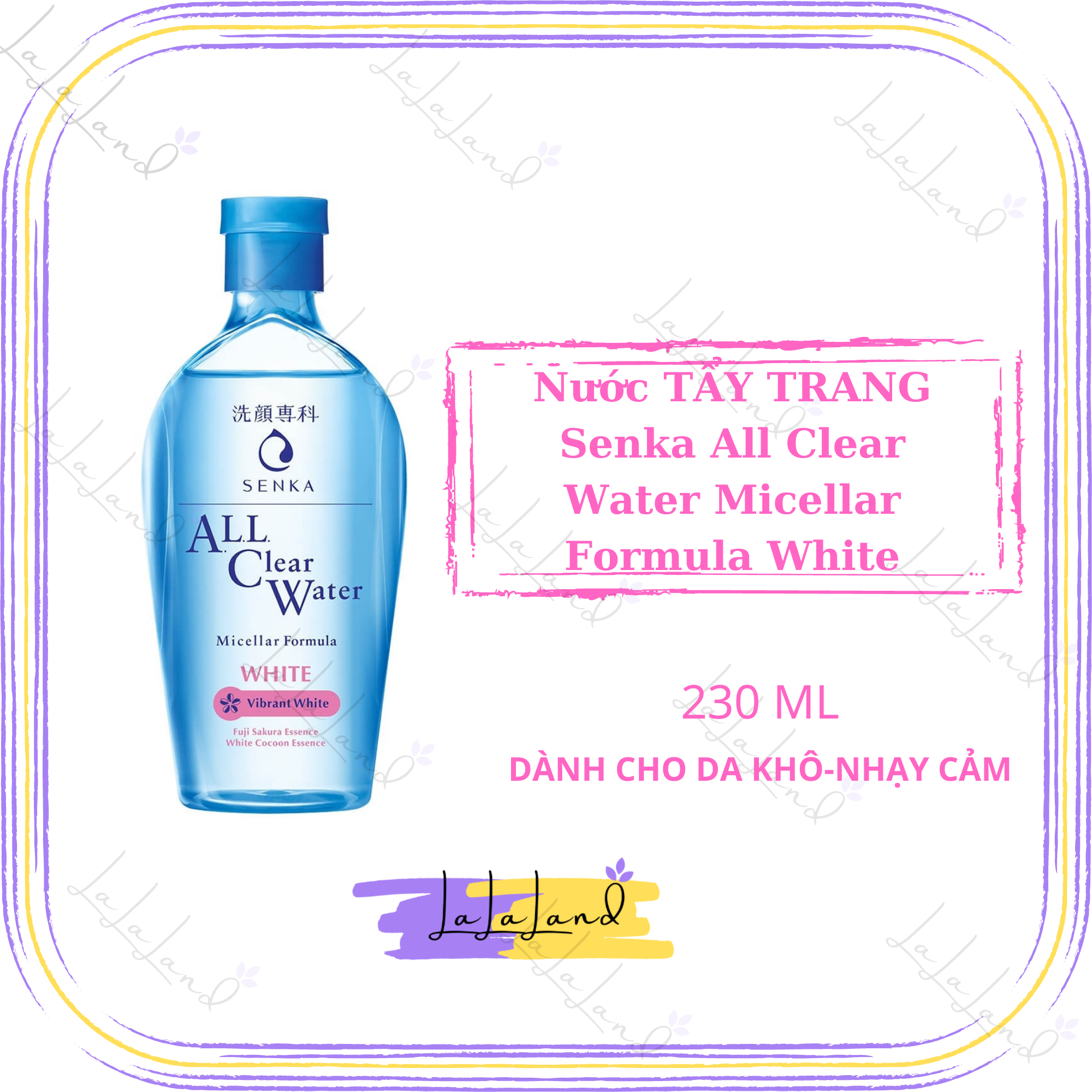 [HCM]Nước tẩy trang dưỡng trắng Micellar Senka ALL Clear Water 230ml (Chọn Hồng hoặc Xanh)