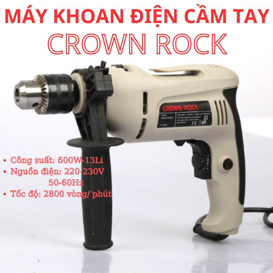 Máy khoan tường crown crock 13 ly cầm tay máy khoan búa đa năng