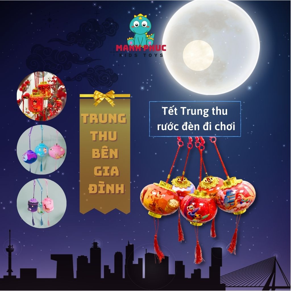 Đèn trung thu, đèn lồng trung thu hình thú, bằng nhựa, có đèn phát sáng âm thanh vui nhộn chạy bằng pin.