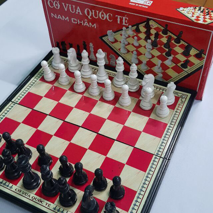 Bộ cờ vua bằng nhựa, bộ chơi cờ vua nam châm, bộ cờ vua có thể gập gọn, kích thước 28 x 28 cm, có thể gập gọn