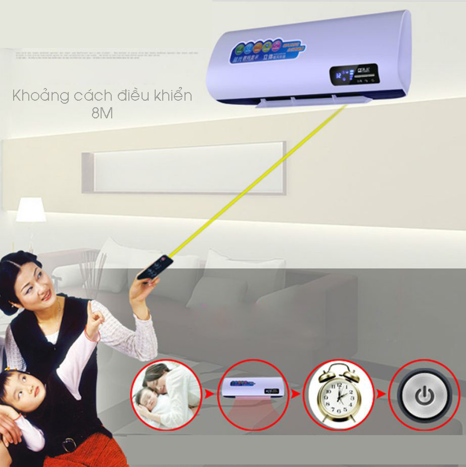 Quạt/máy sưởi treo tường Camel ZG-NSB-2000 có điều khiển + giá phơi đồ