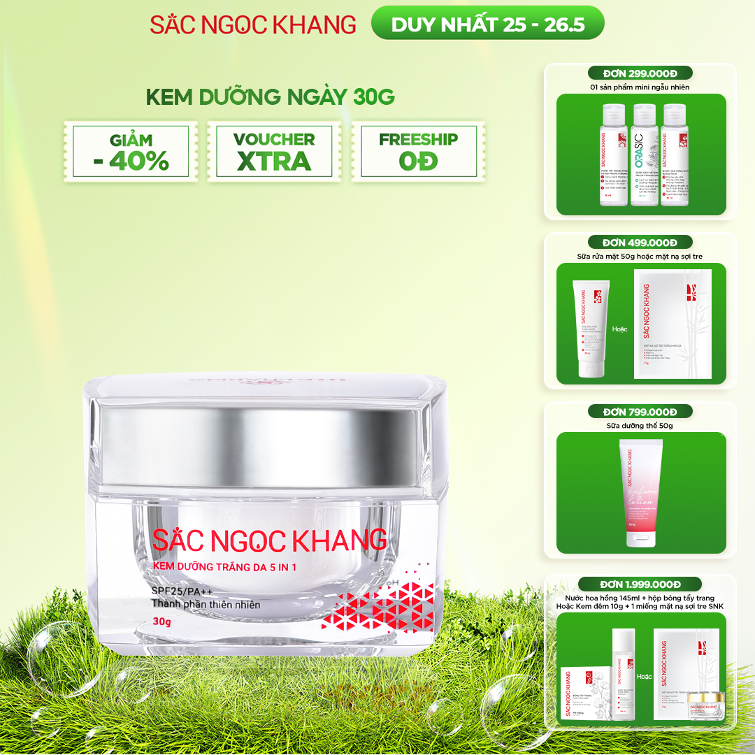 Kem Dưỡng Trắng Da Ban Ngày Sắc Ngọc Khang 5 trong 1 30g