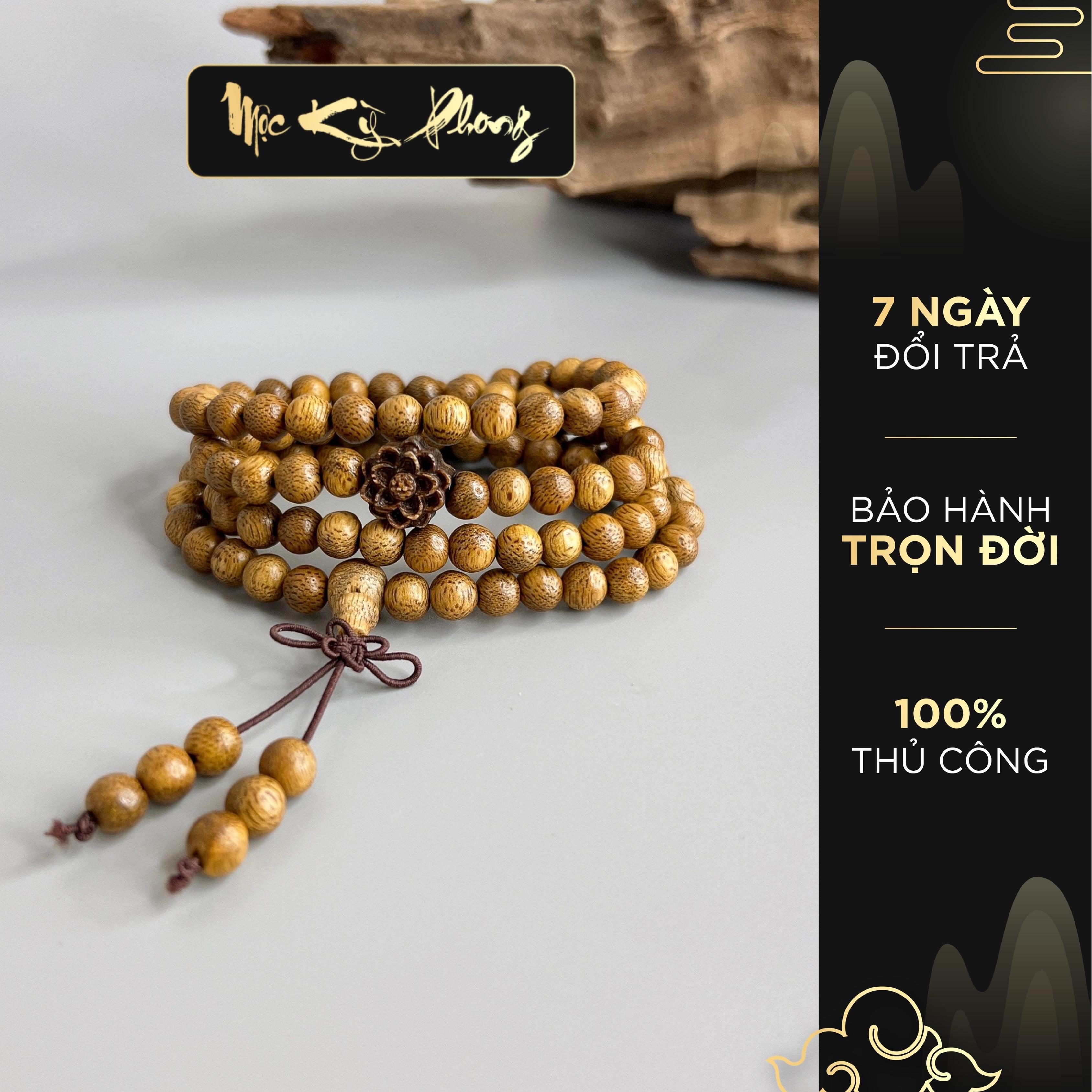 Vòng Trầm Hương Nâu Vàng Mix Sen Đủ size 4mm 6mm 8mm 108 Hạt, 216 Hạt Nam Nữ MỘC KỲ PHONG
