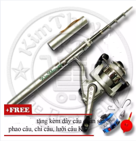 Bộ cần câu bút du lịch KT Mini M1 Silver 100cm + Kèm Máy câu đứng + Dây câu Phao câu Chì câu Lưỡi câu