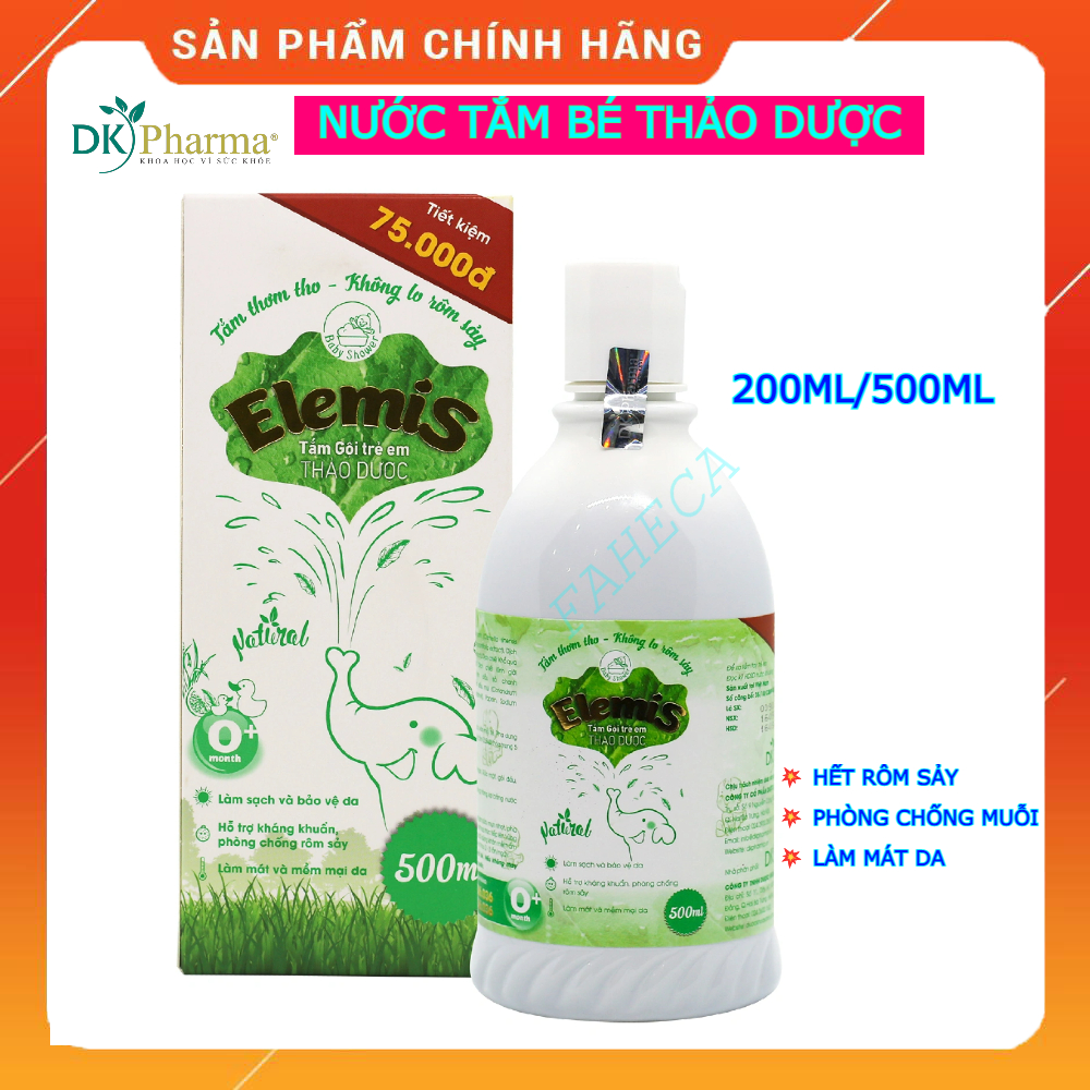 Nước tắm gội thảo dược cho bé ELEMIS 200ml 500ml, hết rôm sảy, mụn nhọt
