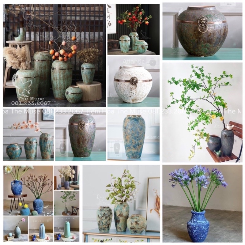 Bình gốm atlantis - decor trang trí nhà cửa - gốm cảnh đức trấn - chất liệu cao cấp
