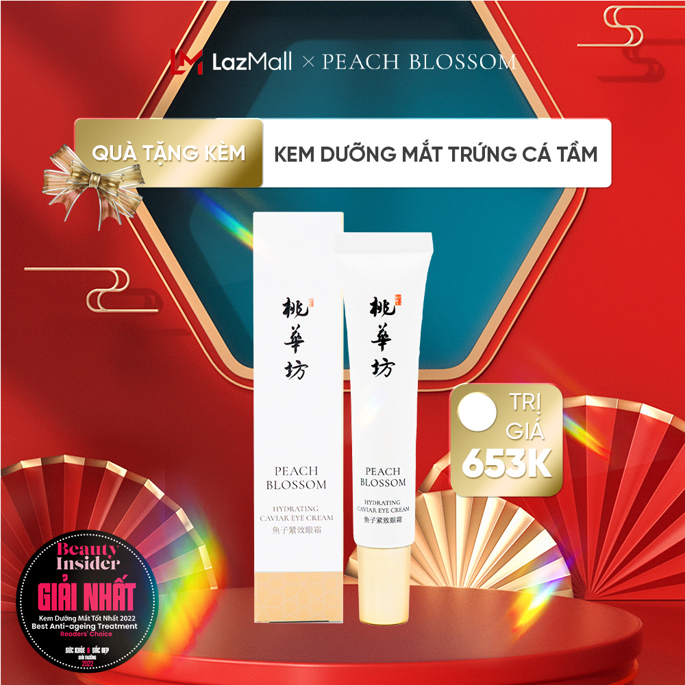 Quà Tặng - Kem dưỡng ẩm mắt trứng cá tầm và ngọc trai giúp làm sáng quầng thâm, mờ nếp nhăn Peach Blossom Hydrating Caviar Eye Cream