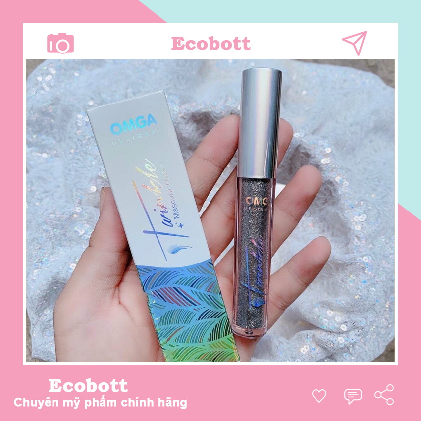 Mascara chuốt mi ánh nhũ kim tuyến Omega lung linh, dài, dày, cong, đẹp, không lem hot trend 2021 – Ecobott