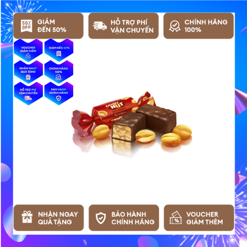 Kẹo Nougat Roshen Nga -kẹo hạnh phúc cao cấp phủ socola gói 500g