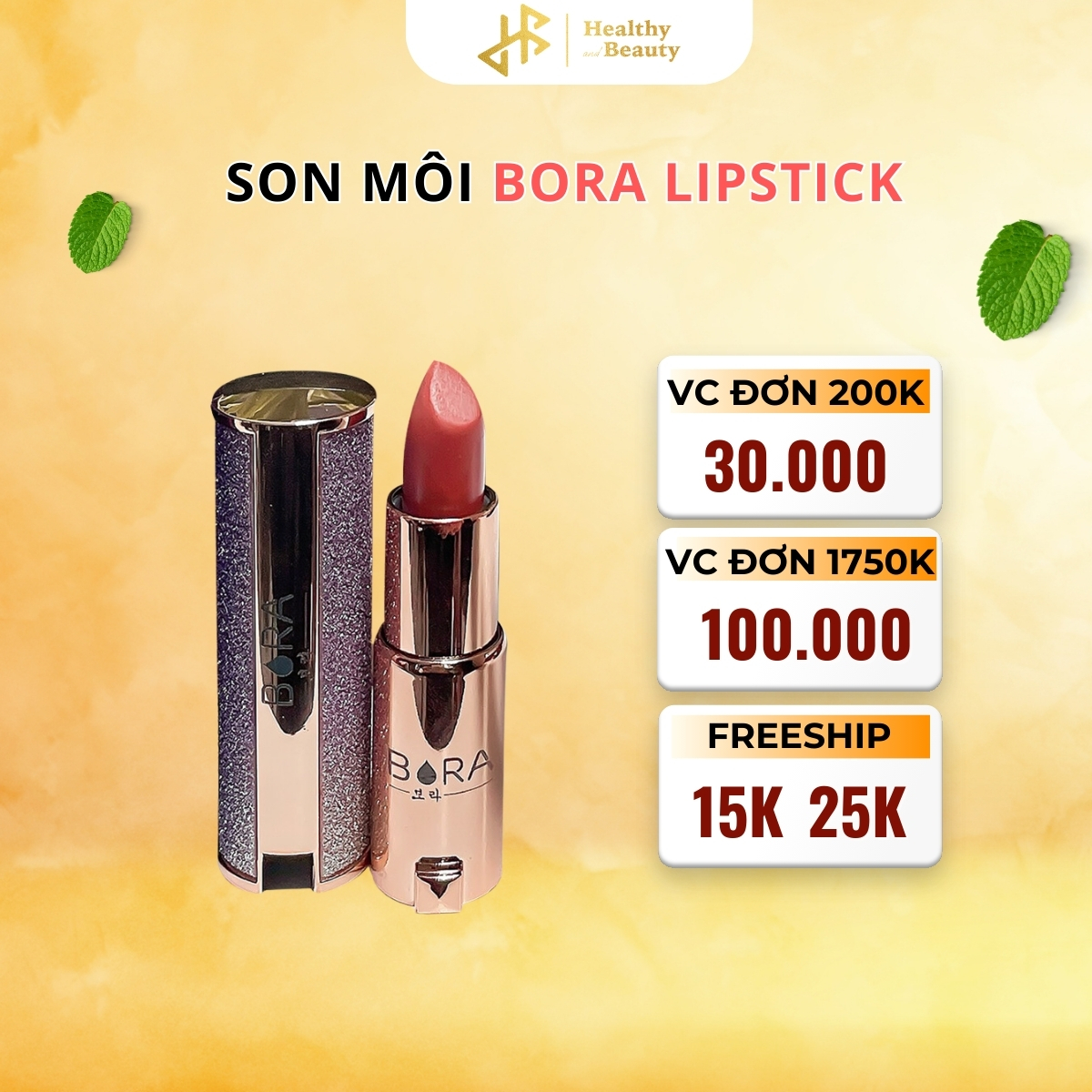 Son thỏi Bora Lipstick màu cam đất lâu trôi, chất son mịn mượt