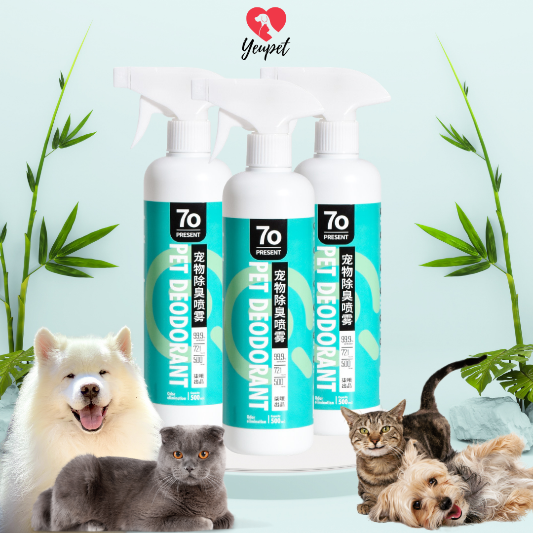 Xịt khử mùi PET DEODORANT dành cho chó mèo YEUPET khử mùi 24h khử trùng 99% - 500ml