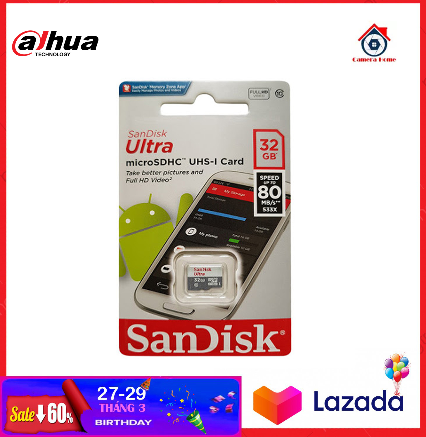 Thẻ nhớ sandisk 32gb- camera home