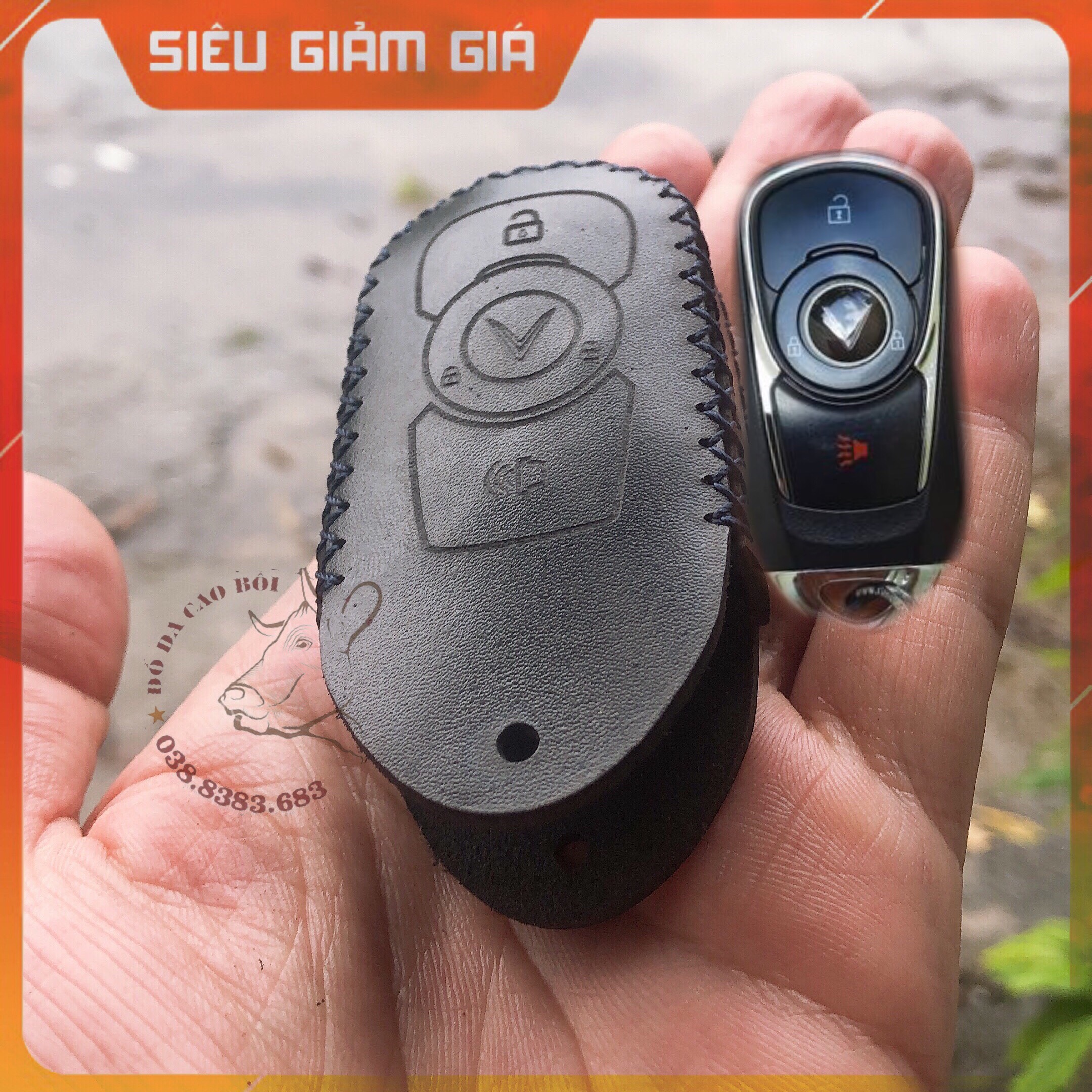 [Da Bò Tự Nhiên] Bao Da Chìa Khóa VINFAST FADIL.  Chìa Khóa Độ sang Smartkey. Da Bò Nhiều màu sắc