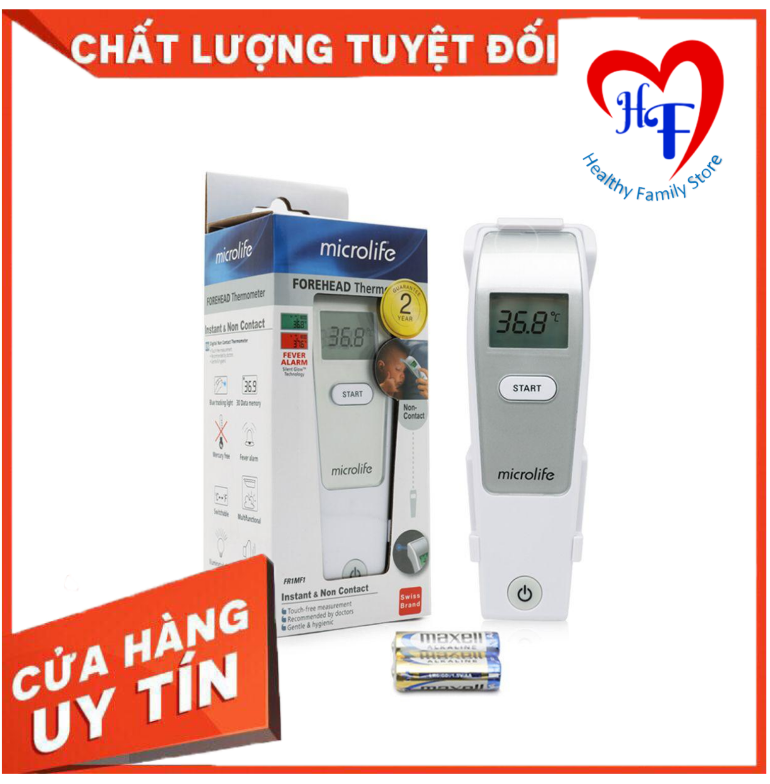 NHIỆT KẾ HỒNG NGOẠI ĐO TRÁN MICROLIFE FR1MF1 - Hàng Có Sẵn (Cam kết chính hãng, bảo hành 2 năm) mới 100%