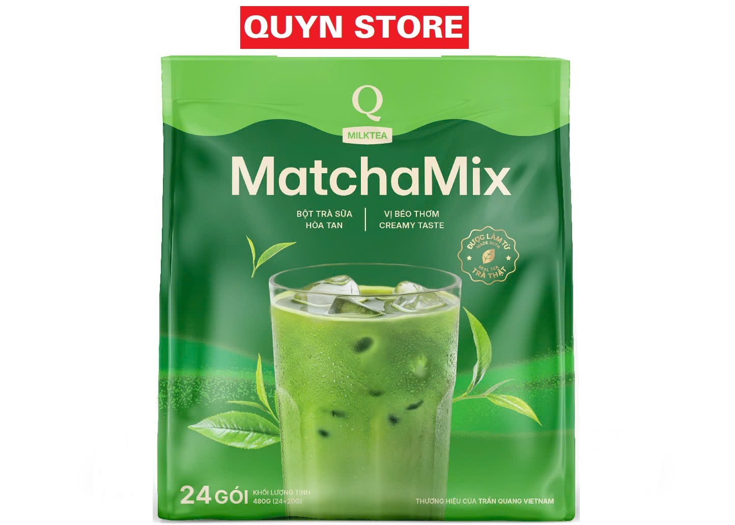 Matcha trà sữa hòa tan TRẦN QUANG matcha mix Quyn store bịch 480g