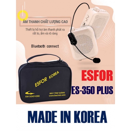 Máy trợ giảng hàn quốc esfor es350 plus micro không dây, loa bluetooth es-350 plus