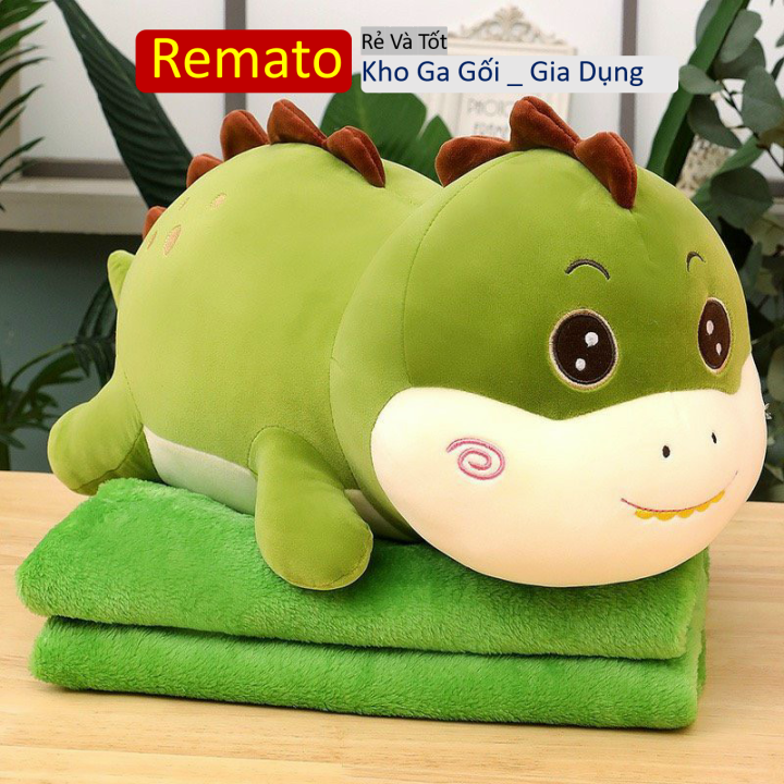 Bộ chăn gối hình thú khủng long 3in1, gấu bông kèm chăn , gối ngủ trưa văn phòng hình thú, chăn gối văn phòng siêu dễ thương