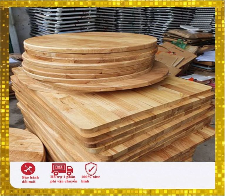 (Giá Tại Xưởng) Mặt bàn gỗ cao su 60 x 60 cm đã sơn lót,phủ bóng bề mặt và bo góc cạnh