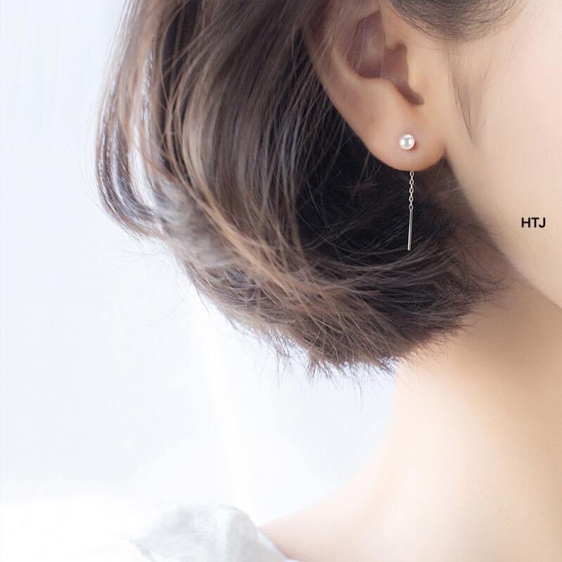 Bông tai ngọc trai thật nước ngọt phối BẠC TA mẫu hót trẻ trung