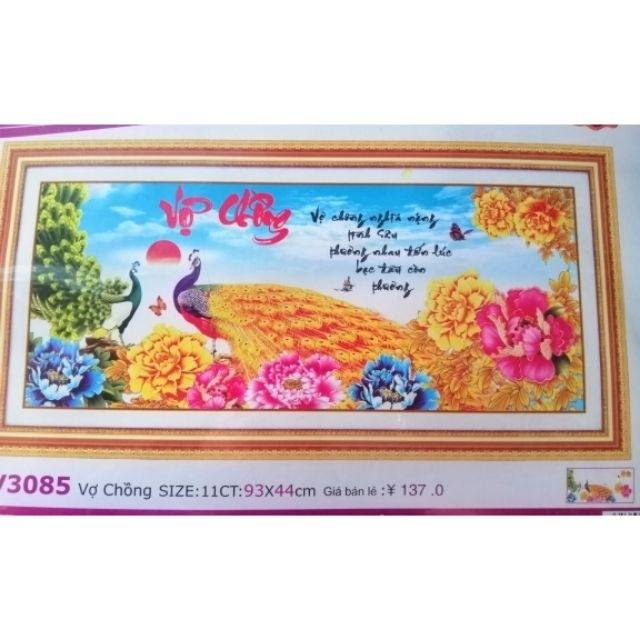 tranh thêu chữ thập 3D Vợ Chồng LV3085