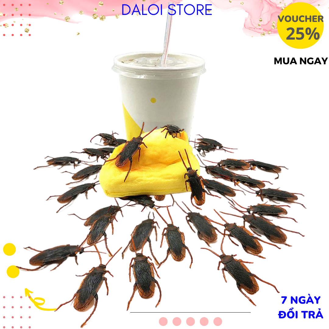 CON Đồ chơi con gián nhựa tinh nghịch bằng nhựa dẻo trang trí Halloween, làm đồ chơi cho chó mèo G55 DALOI