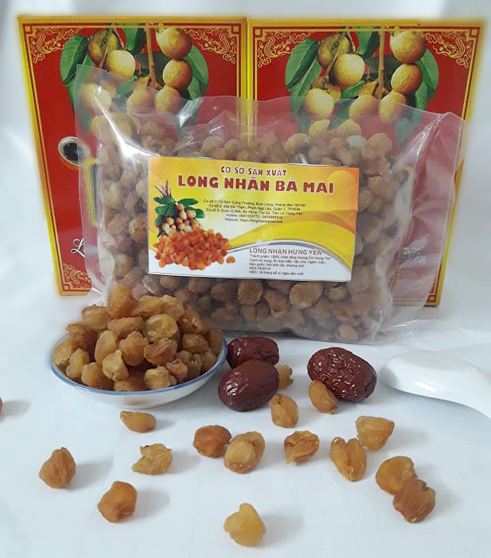 Long Nhãn Sấy Hưng Yên, Long Nhãn Sấy Khô Hiệu Bà Mai (hộp 500g)