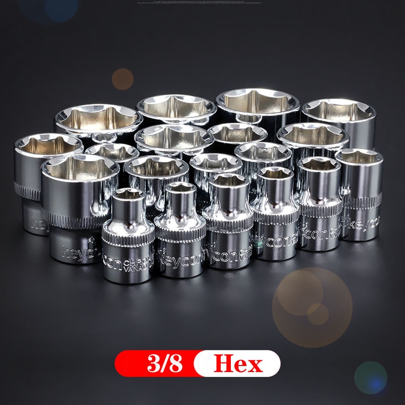 【CW】 3/8 inch Drive 8-24mm Hex Wrench CR-V 6 Points Teeth Ratchet Spanner Set Car Repair For Removal New