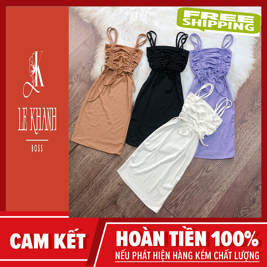 Đầm rút dây 2 bên, có ảnh thật shop chụp, đầm body, đầm 2 dây, le khanh boss 2